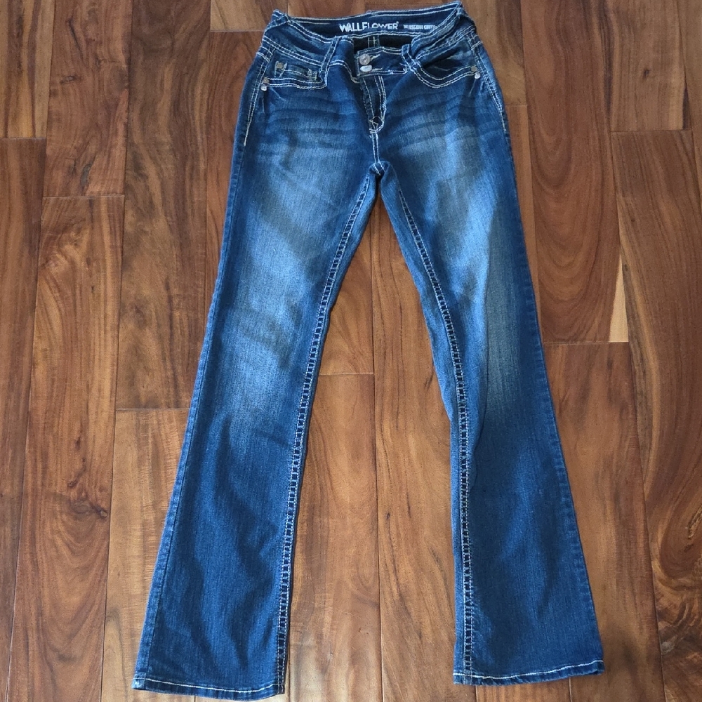 Wallflower Women's Dark Blue Bootcut Jeans Sz 5 Long Junior